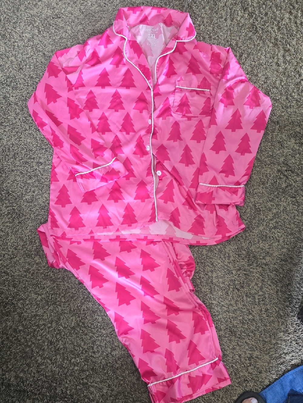 Anne Marie Pink Tree-Print Two-Piece Pajama Set
